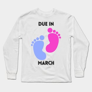 Due in March Mom to Be Baby Footprints Long Sleeve T-Shirt